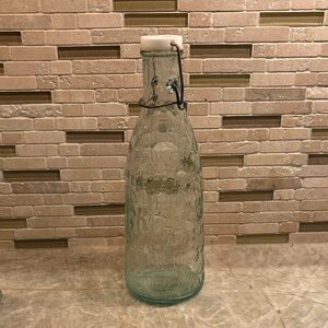 San Miguel Recycled Glass Aqua Water Bottle with Swing Top Lid EUC